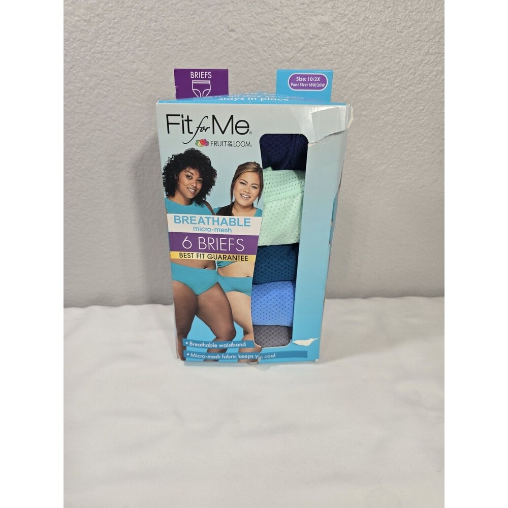6-Pack FIT FOR ME Women's Plus Size 10 / 2x Micro-Mesh Briefs Fruit of the Loom